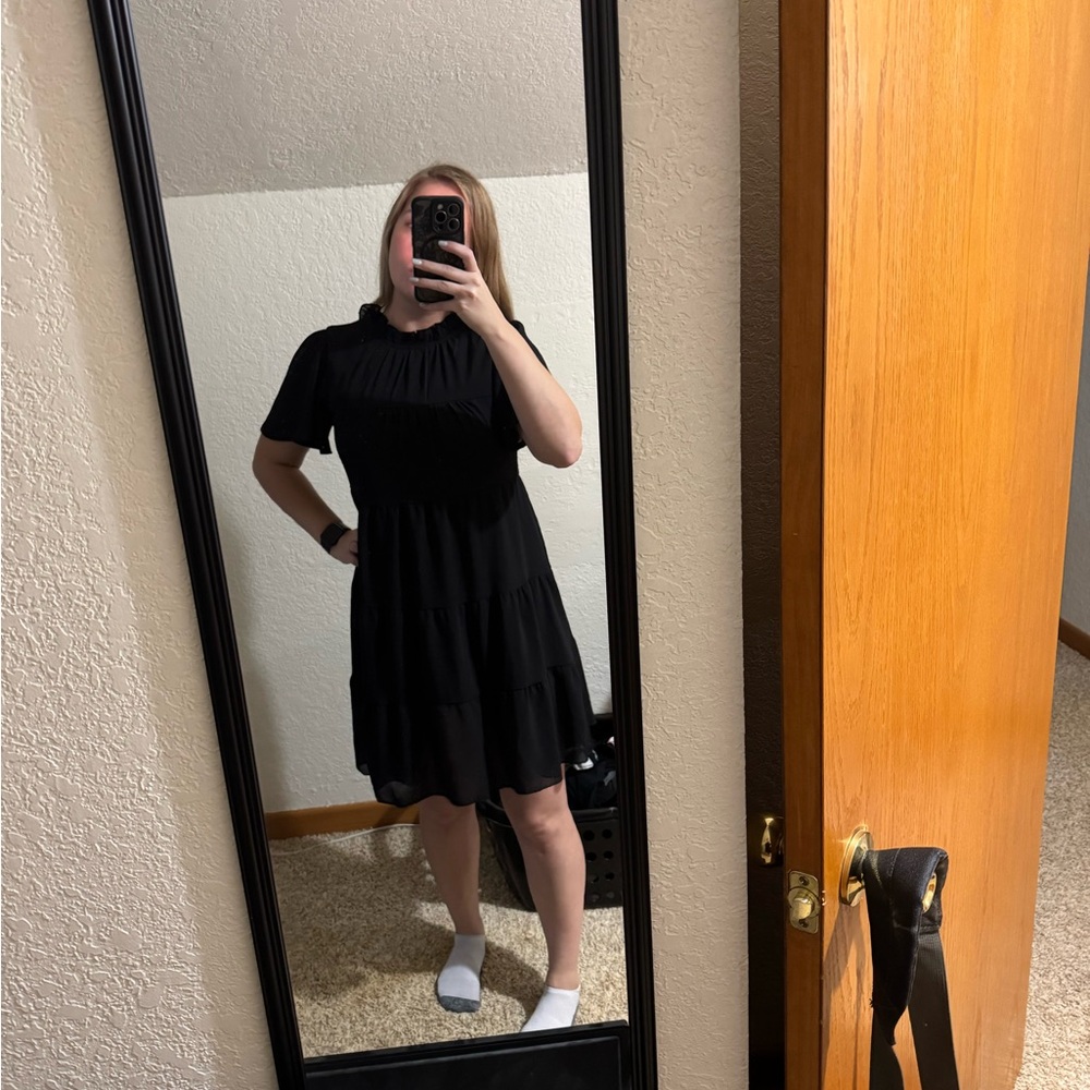 SHEIN Black Ruffled Mini Dress